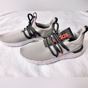 Light Gray Mesh Athletic Sneakers with Colorful Accents